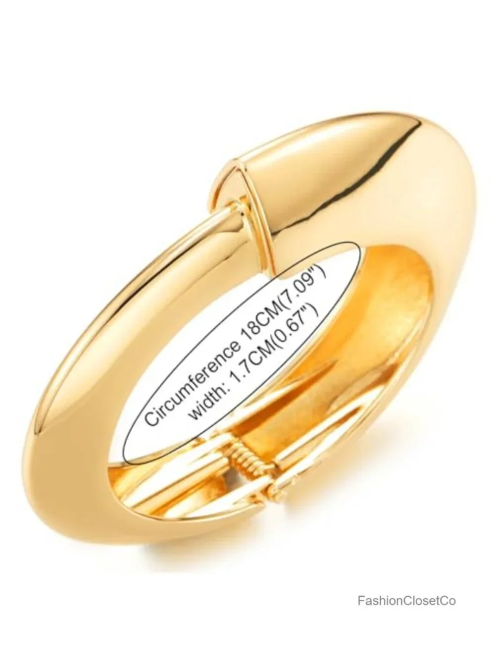 Gold-Tone Hinged Bangle Bracelet, Smooth Rounded Cuff, Minimal Everyday Jewelry